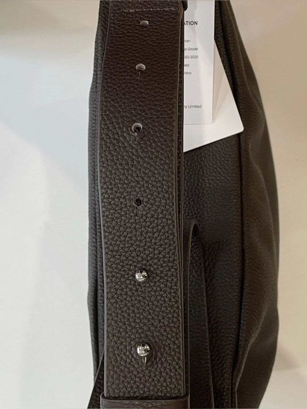 Leather Crescent Shoulder Bag in Dark Brown - Donnain
